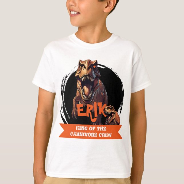 Camisa de Aniversário Personalizada de T-Rex Hóspe (Frente)