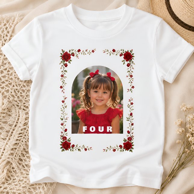 Camisa de Aniversário Personalizada Menina Idade 4 (Criador carregado)
