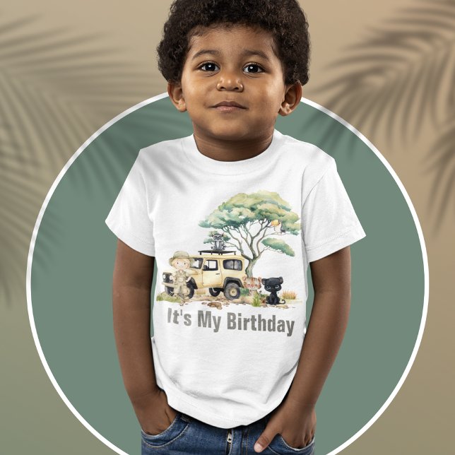 Camisa de aniversário selvagem da selva (Safari Jungle It's My Birthday Kids Tshirt)