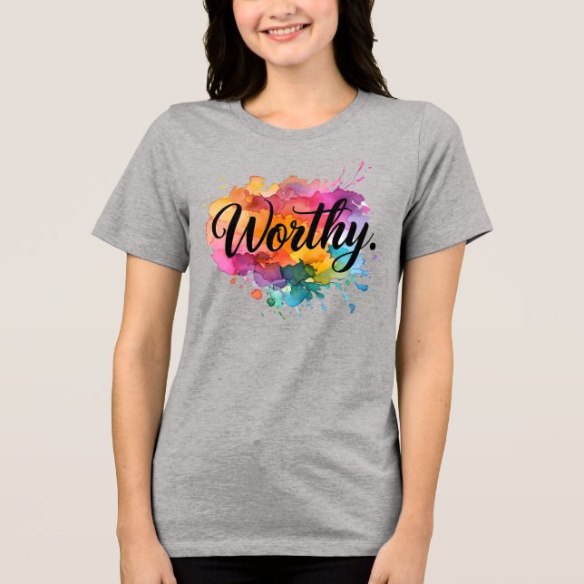 Camisa De Aquarela Merecida - Palavra De Autoamor (Frente)