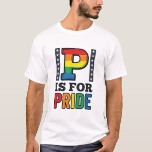 Camisa de Arco-Íris com Letra P Orgulho Vintage De