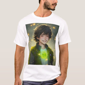Camisa de Arte Anime Floresta Mágica Menino Musgo