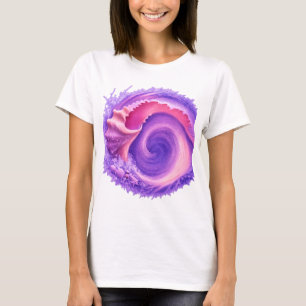 Camisa de Arte com Concha de Redemoinho do Oceano