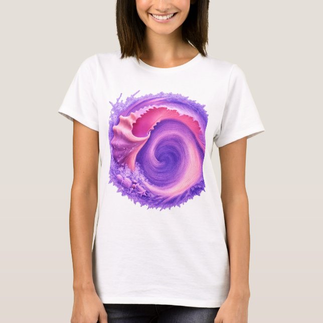 Camisa de Arte com Concha de Redemoinho do Oceano  (Frente)