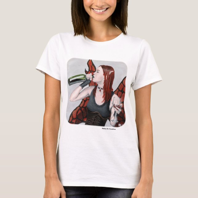 Camisa de Arte de Fantasia de Bebendo de Fada Mági (Frente)