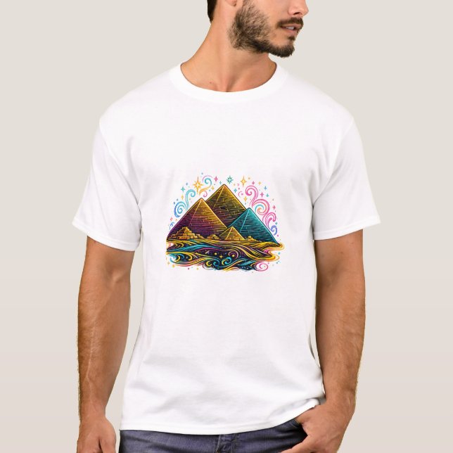 Camisa de arte de linha da Pirâmide do Egito Moder (Frente)