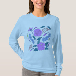 Camisa De Arte De Linha Decorativa Floral