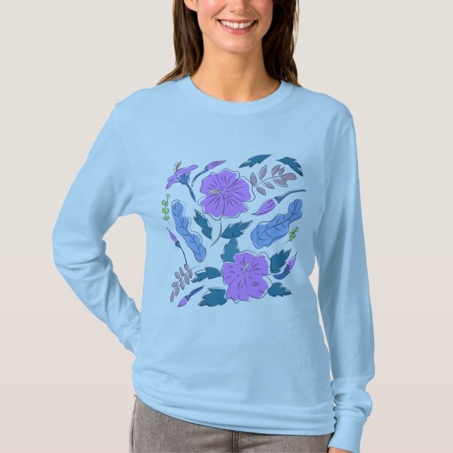 Camisa De Arte De Linha Decorativa Floral (Frente)