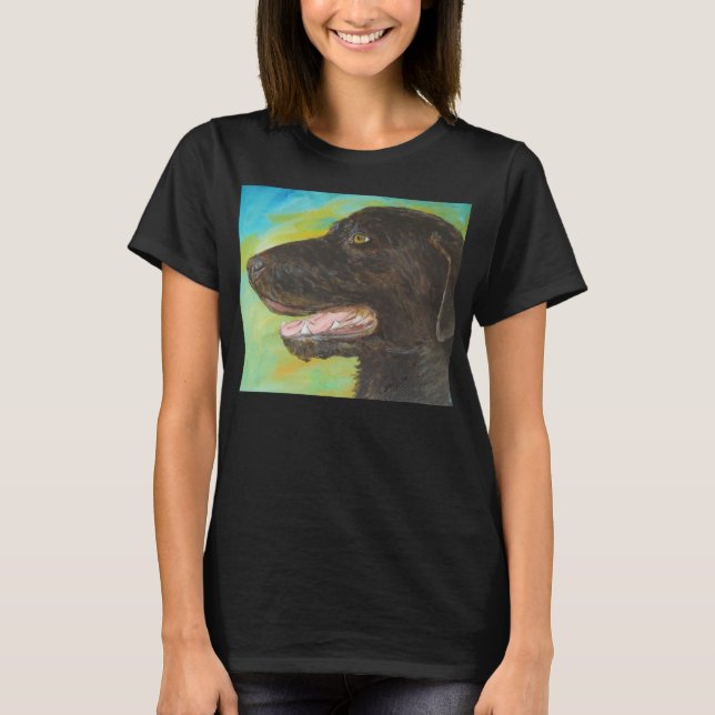 Camisa de Arte de Pintura de Cachorro Negro Labrad (Frente)