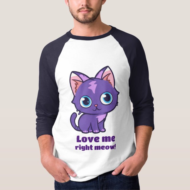 Camisa de Arte de Vetor de Gato Roxo (Frente)