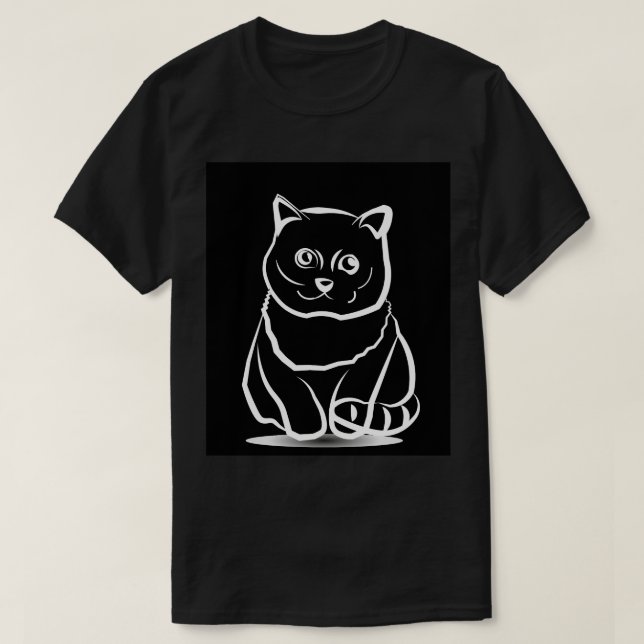 Camisa de Arte Minimalista de Gato Místico – Cabeç (Frente do Design)