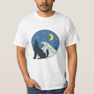 Camisa de Arte Mística do Lobo Celestial
