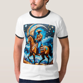 Camisa de Arte Ocidental Celestial Black Cowboy Oc
