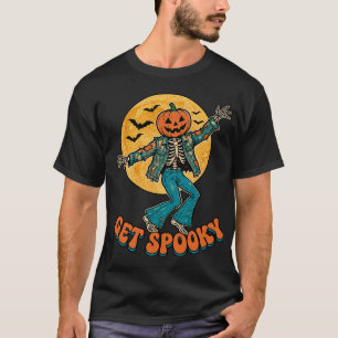 Camisa de Arte Retro de Abóbora com Esqueleto Danç