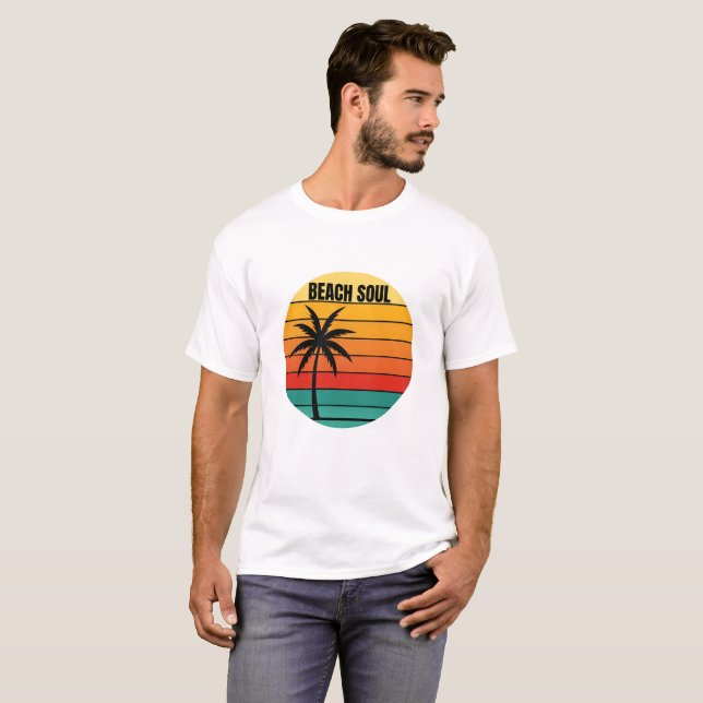 Camisa de Arte Sunset da Alma de Retro Praia (Frente Completa)
