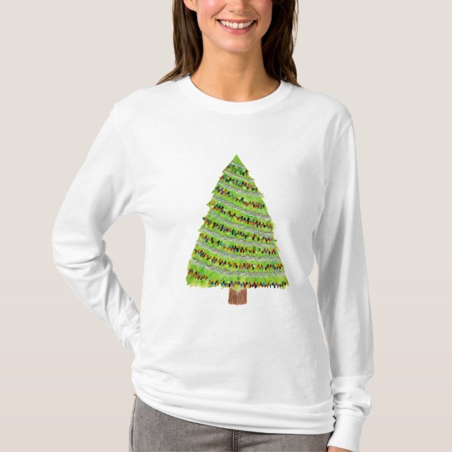 Camisa de Árvore de Natal com Aquarela (Frente)