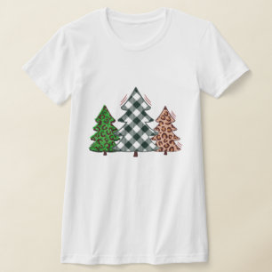 Camisa de Árvore de Natal do Red Check - Tee de Fe