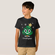 Camisa de Árvore de Natal Emoji T-Shirt com Nome