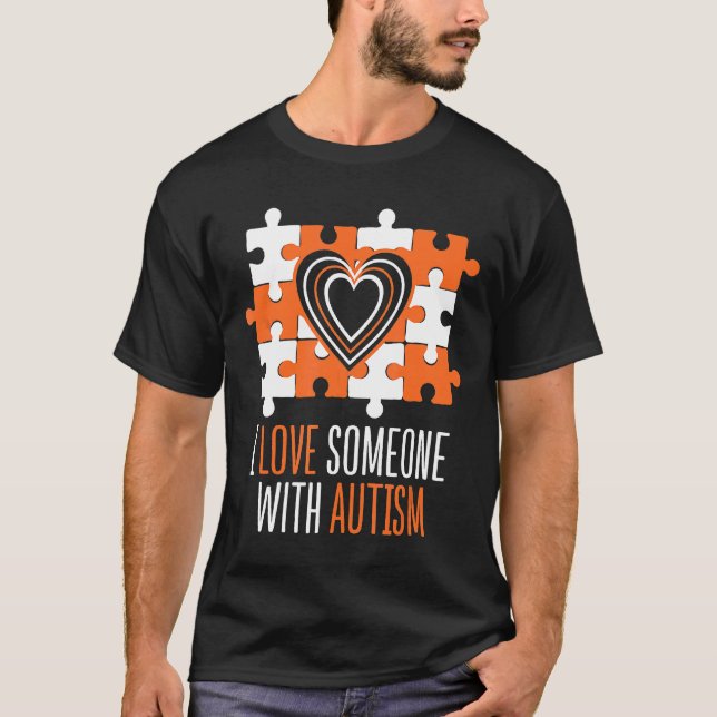 Camisa de Autismo - Eu Amo Alguém Com Autismo (Frente)