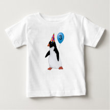 Camisa de Balão Azul Pinguim, Idade do Aniversário