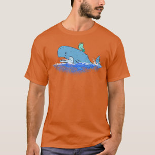 Camisa De Baleia Engraçada Com Pássaro 1