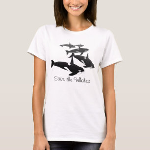 Camisa de baleia orca de tamanho superior à camisa