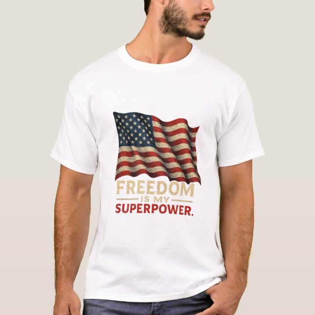 Camisa de Bandeira Americana - Estilo Negrito com  (Frente)