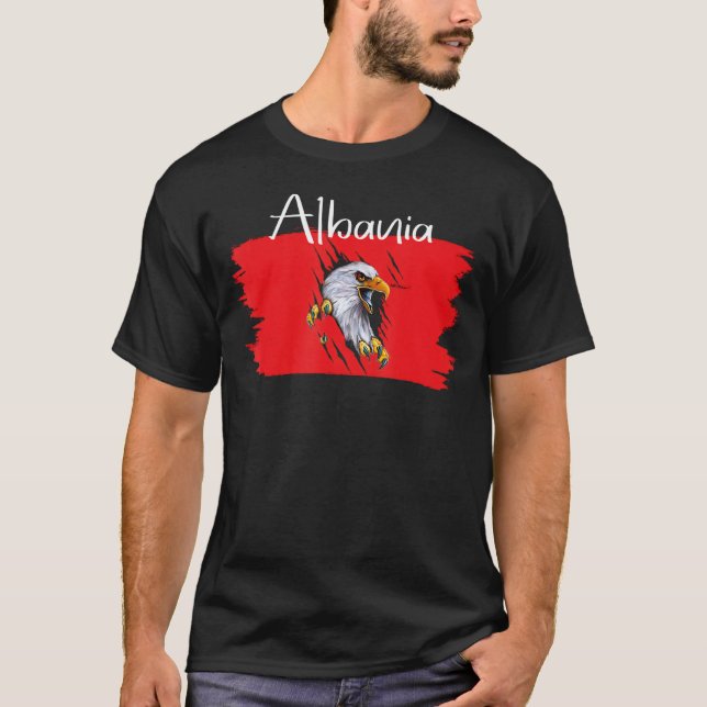 Camisa de bandeira da Albânia, mapas albaneses, ca (Frente)