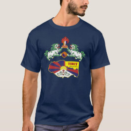 Camisa de Bandeira Tibetana, Leões de Neve, Mapa /