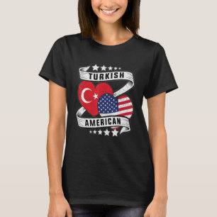 Camisa de bandeira turca e americana metade americ