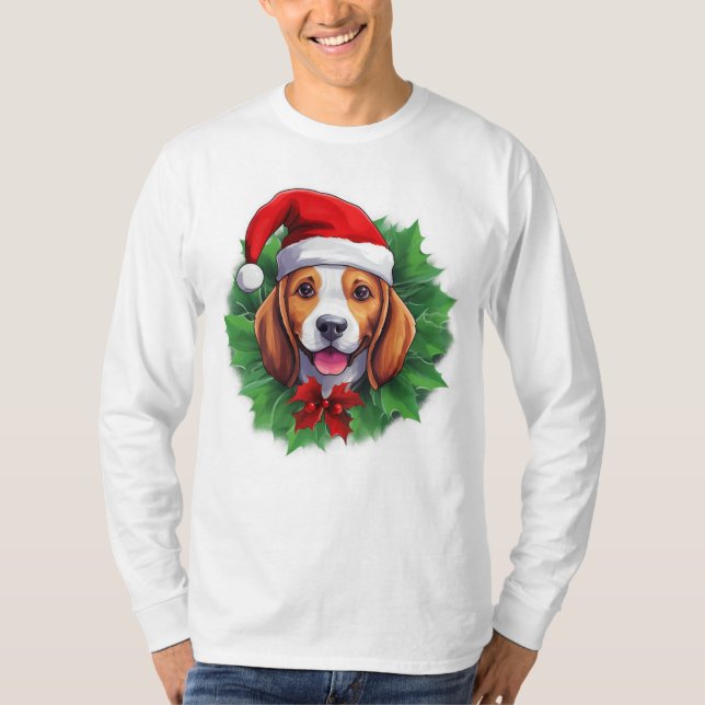 Camisa de banho de Natal Beagle (Frente)