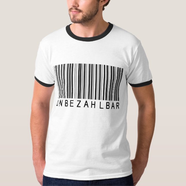 Camisa de bar preto "UNBEZAHLBAR" alemão (Frente)