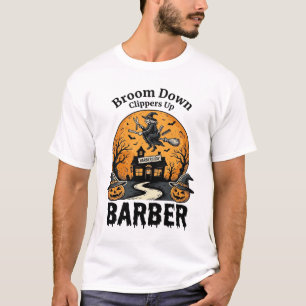 Camisa de Barbeiro de Halloween Bruxaria Salão Ass