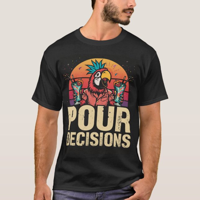 Camisa de Bartender de Papagaio para Tomar Decisõe (Frente)
