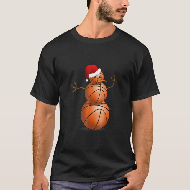 Camisa de Basquete de Natal - T-homem de neve de b (Frente)