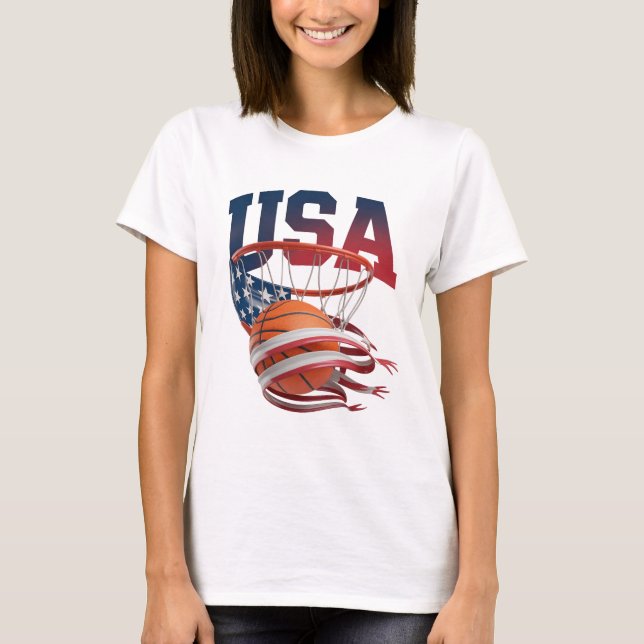 Camisa de Basquete dos EUA, Aro da Bandeira Americ (Frente)