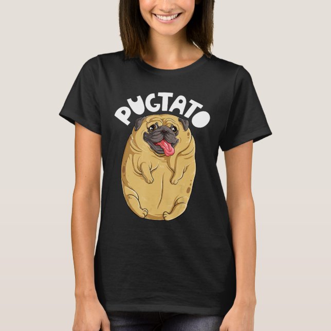 Camisa de Batata Pug Pugtato Roupa de Cão Amantes  (Frente)