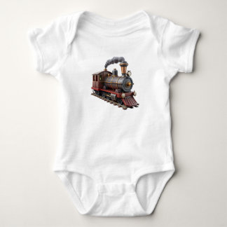 Camisa de Bebê 3D Trem a Vapor Vintage Fofo – Litt