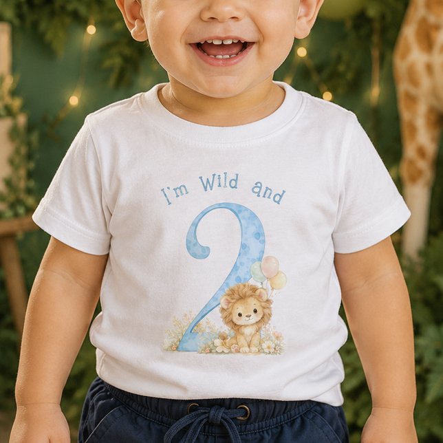 Camisa de Bebê Aniversário Dois Selvagem Azul (Criador carregado)