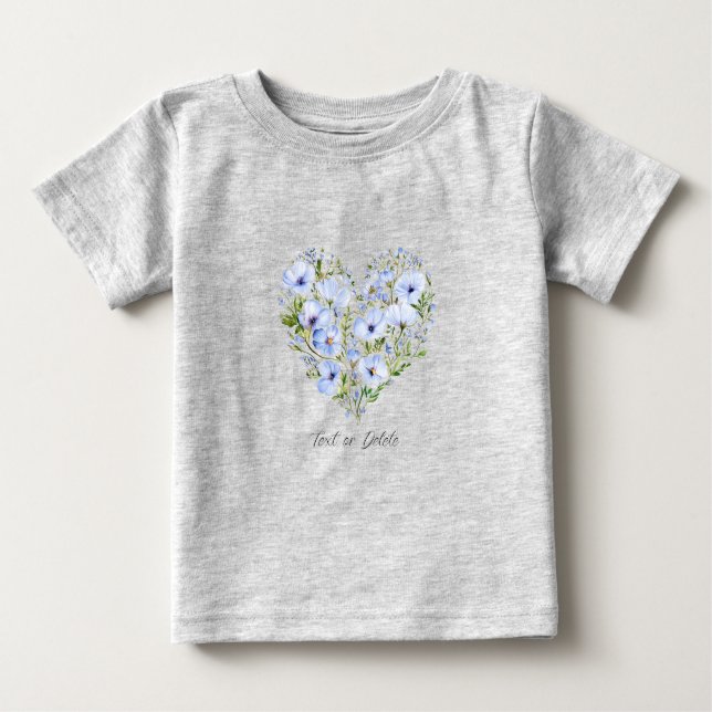Camisa de Bebê Blue Heart Floral (Frente)