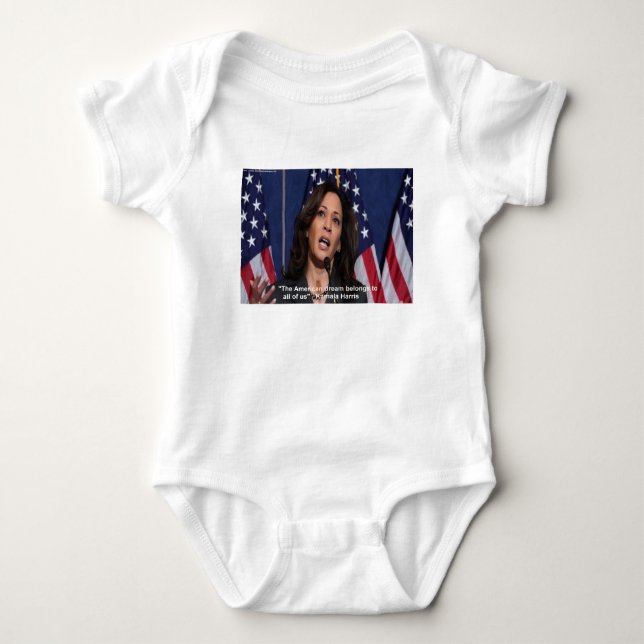 Camisa de Bebê Citação Kamala Harris & Sonho Ameri (Frente)