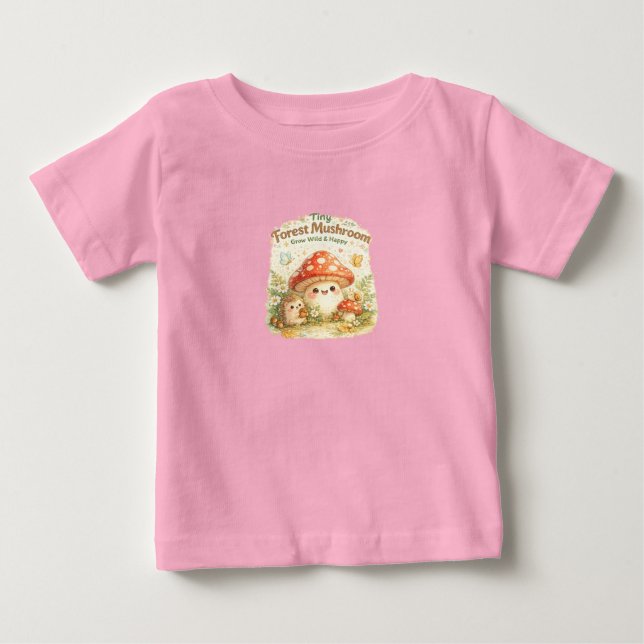 Camisa de Bebê Cogumelo Floresta Minúscula Fofa Ma (Frente)