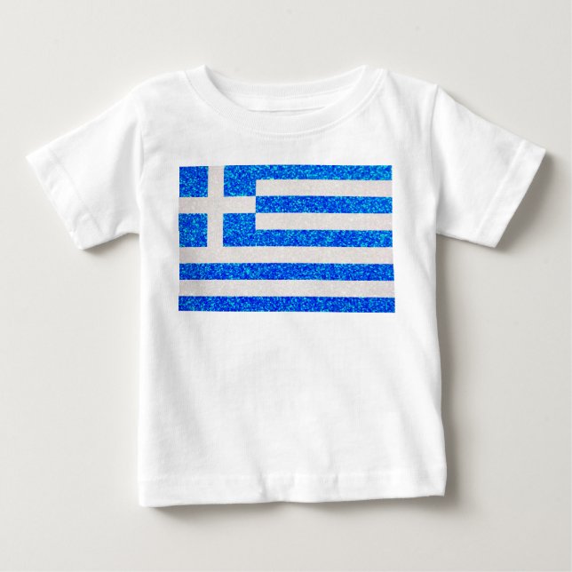 Camisa de bebê com bandeira de Grécia brilhante (Frente)