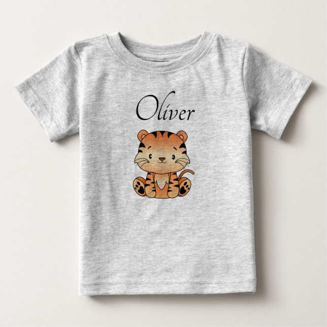 Camisa de bebê com nome personalizável e um leão (Frente)