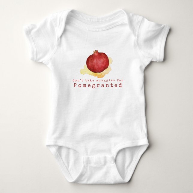 Camisa de Bebê Com Pun Pomegranate Fruta Fofa e Ca (Frente)