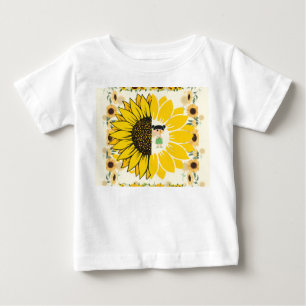 camisa de bebê com tema girassol
