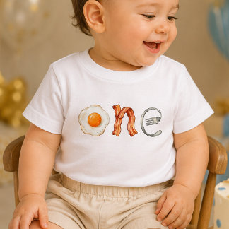 Camisa de bebê de 1º aniversário Bacon e Ovo 