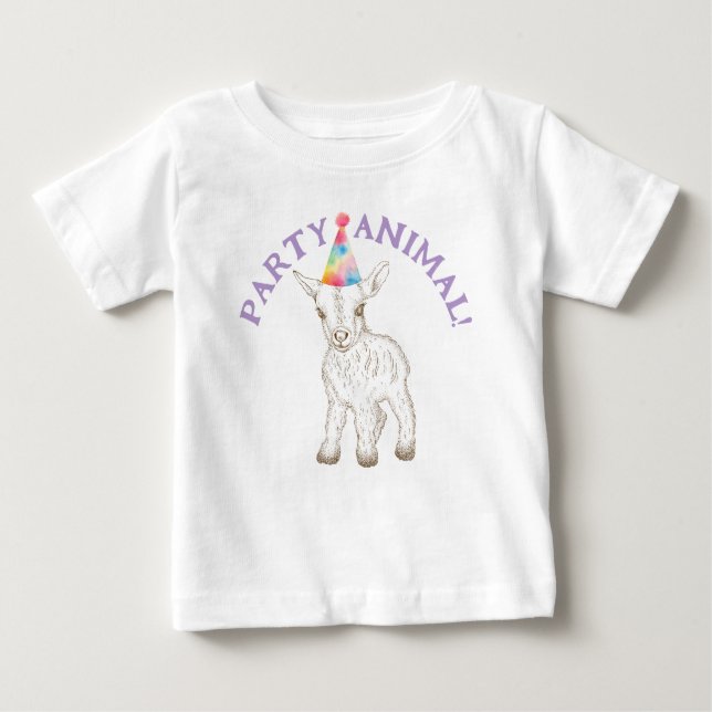 Camisa De Bebê De Animais De Festa - Chá De Cabra  (Frente)