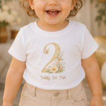 Camisa de Bebê de Aniversário de Dois Anos Floral 