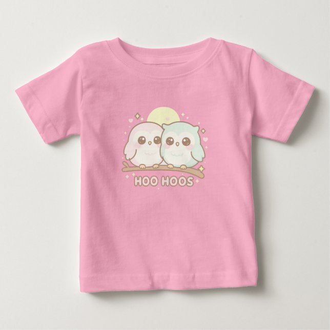 Camisa de Bebê de Coruja Fofa – Adoráveis “Hoo Hoo (Frente)